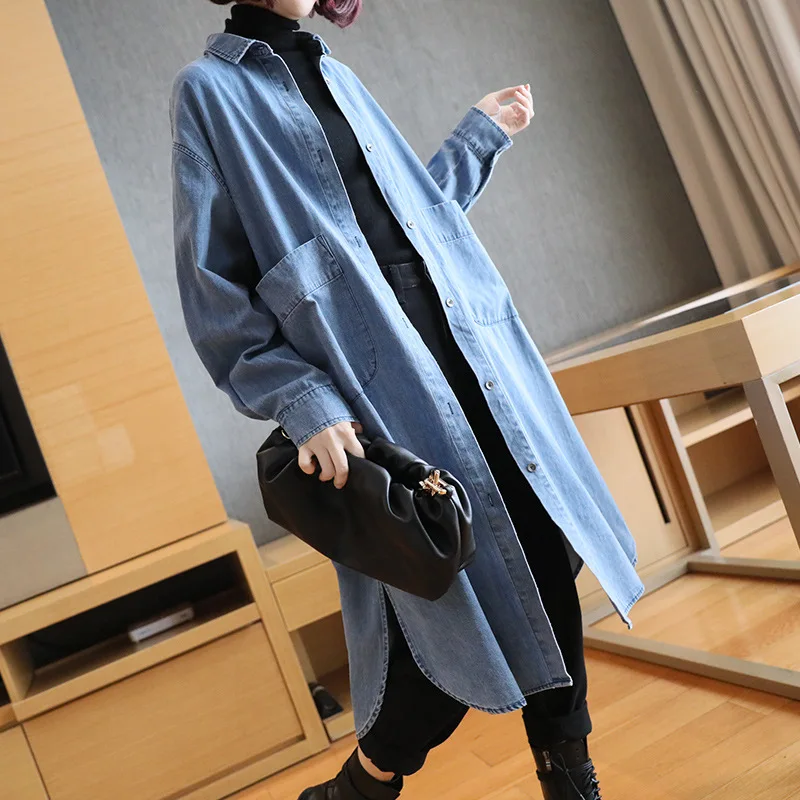 Women Ins Long Denim Trench Coat LooseJeans Bomber Coats Women Singer Breasted Black Blue Casual Coats Jeans Windbreaker Coats
Women Ins Long Denim Trench Coat LooseJeans Bomber Coats Women Singer Breasted Black Blue Casual Coats Jeans Windbreaker Coats