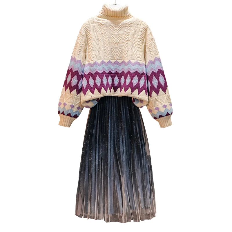 new large size ladies' sister white gauze knitting sweater pleated skirts two pcs clothing set knitted suits women outfit knit
new large size ladies' sister white gauze knitting sweater pleated skirts two pcs clothing set knitted suits women outfit knit