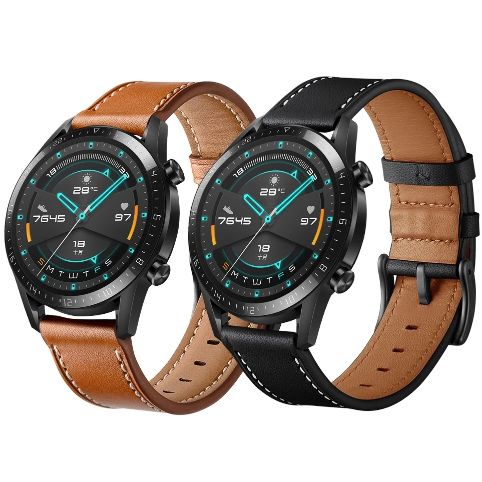 Металлический ремешок + из натуральной кожи для Huawei Watch 3 /GT 2 Pro/GT2 46 мм/HONOR MagicWatch GS Pro