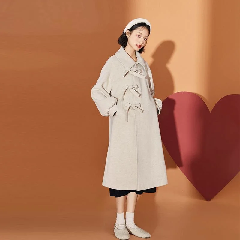 Women Wool Blends Plus Velvet Lantern Sleeve Bow with Belt Korean Style Kawaii Fashion Ulzzang Peter Pan Collar Chic Loose Warm
Women Wool Blends Plus Velvet Lantern Sleeve Bow with Belt Korean Style Kawaii Fashion Ulzzang Peter Pan Collar Chic Loose Warm