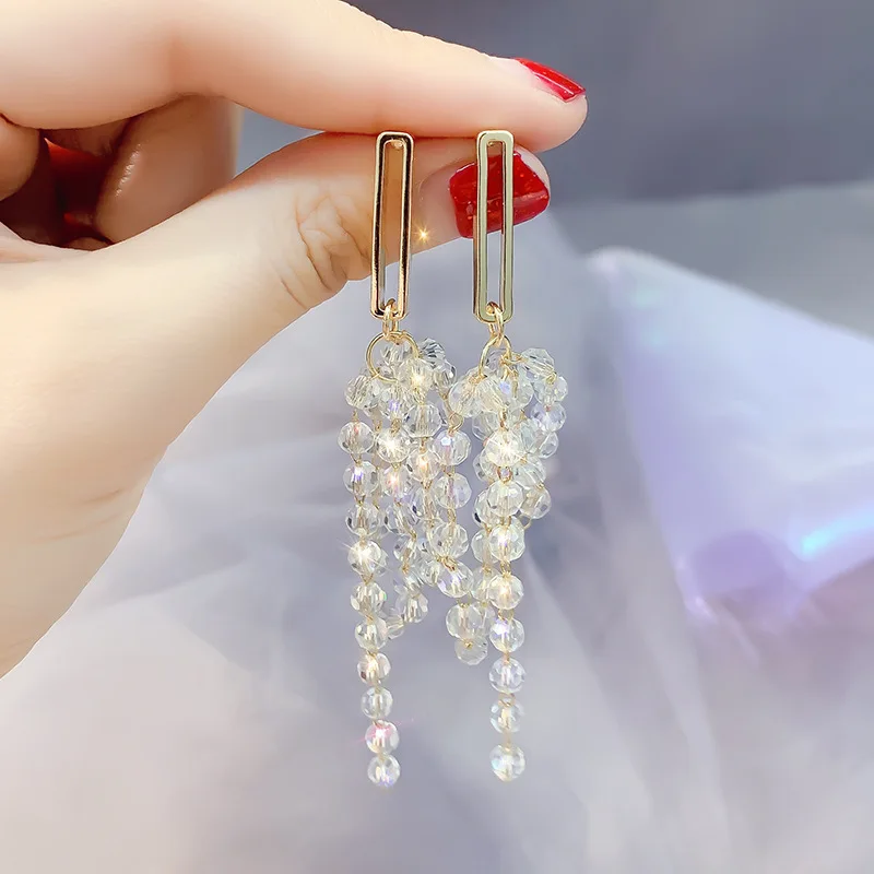 Women Crystal String Earrings Korean Fashion Temperament Long Tassel Earrings Personality Trendy Jewelry for Party Gifts
Women Crystal String Earrings Korean Fashion Temperament Long Tassel Earrings Personality Trendy Jewelry for Party Gifts