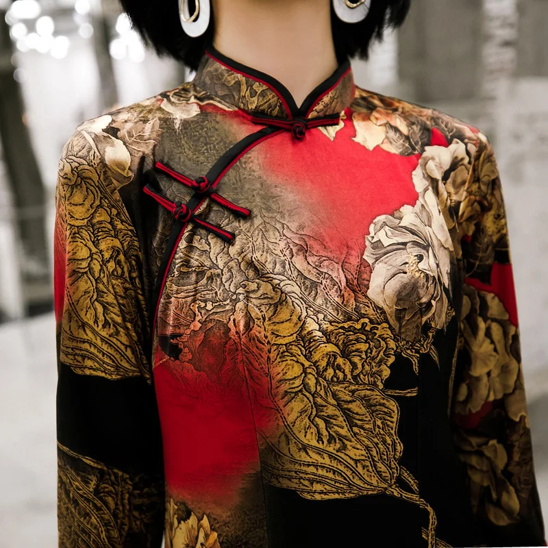 Mid-Sleeved Ink National Style Autumn And Winter Seven-Point Sleeves Velvet Cheongsam Long Retro Elegance Classic Modern Qipao
Mid-Sleeved Ink National Style Autumn And Winter Seven-Point Sleeves Velvet Cheongsam Long Retro Elegance Classic Modern Qipao
