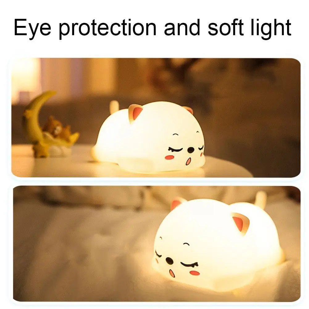 USB Rechargeable Night Light Cat Silicone Soft Lights With Baby Gift Bedroom Lamp For Kids Bedside Sensor Remote Z2G9
USB Rechargeable Night Light Cat Silicone Soft Lights With Baby Gift Bedroom Lamp For Kids Bedside Sensor Remote Z2G9