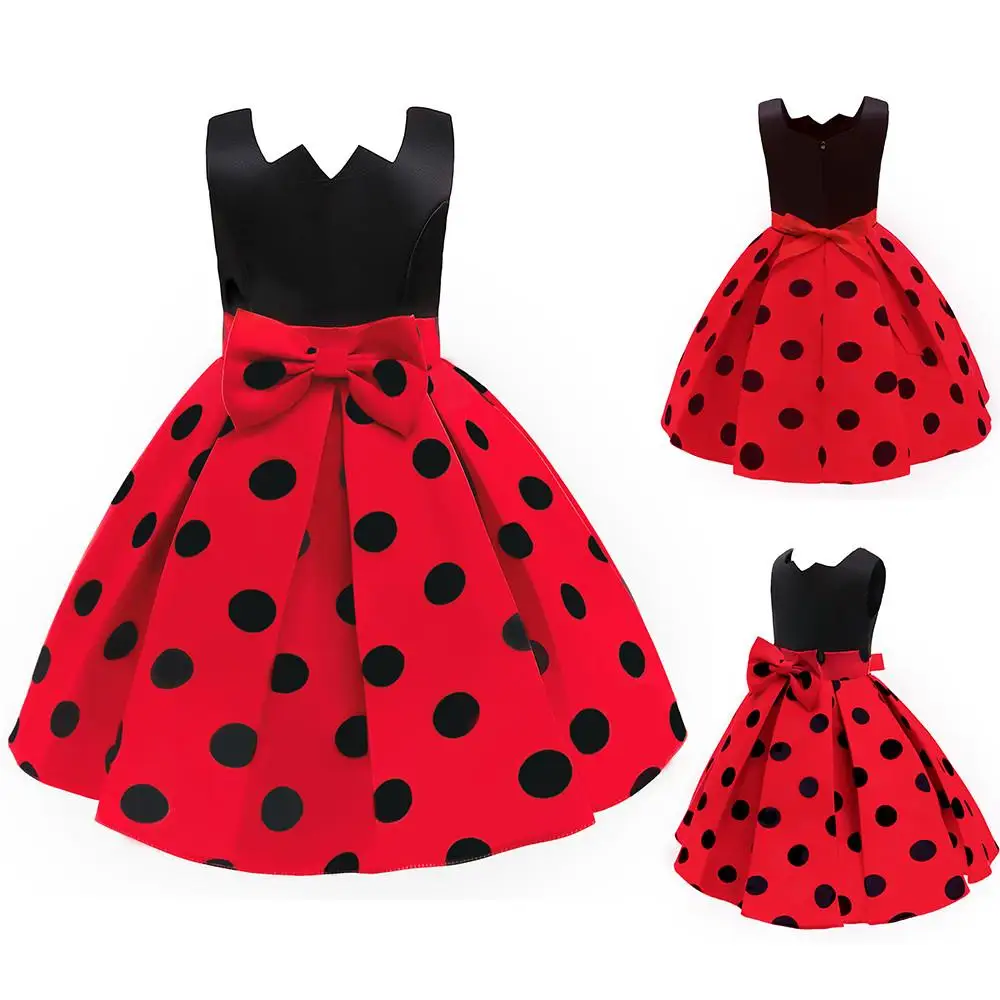 Kids Girls Summer Retro Polka Dot Print Irregular Neck Sleeveless Swing Dress Wedding Party Princess Gown 
Kids Girls Summer Retro Polka Dot Print Irregular Neck Sleeveless Swing Dress Wedding Party Princess Gown