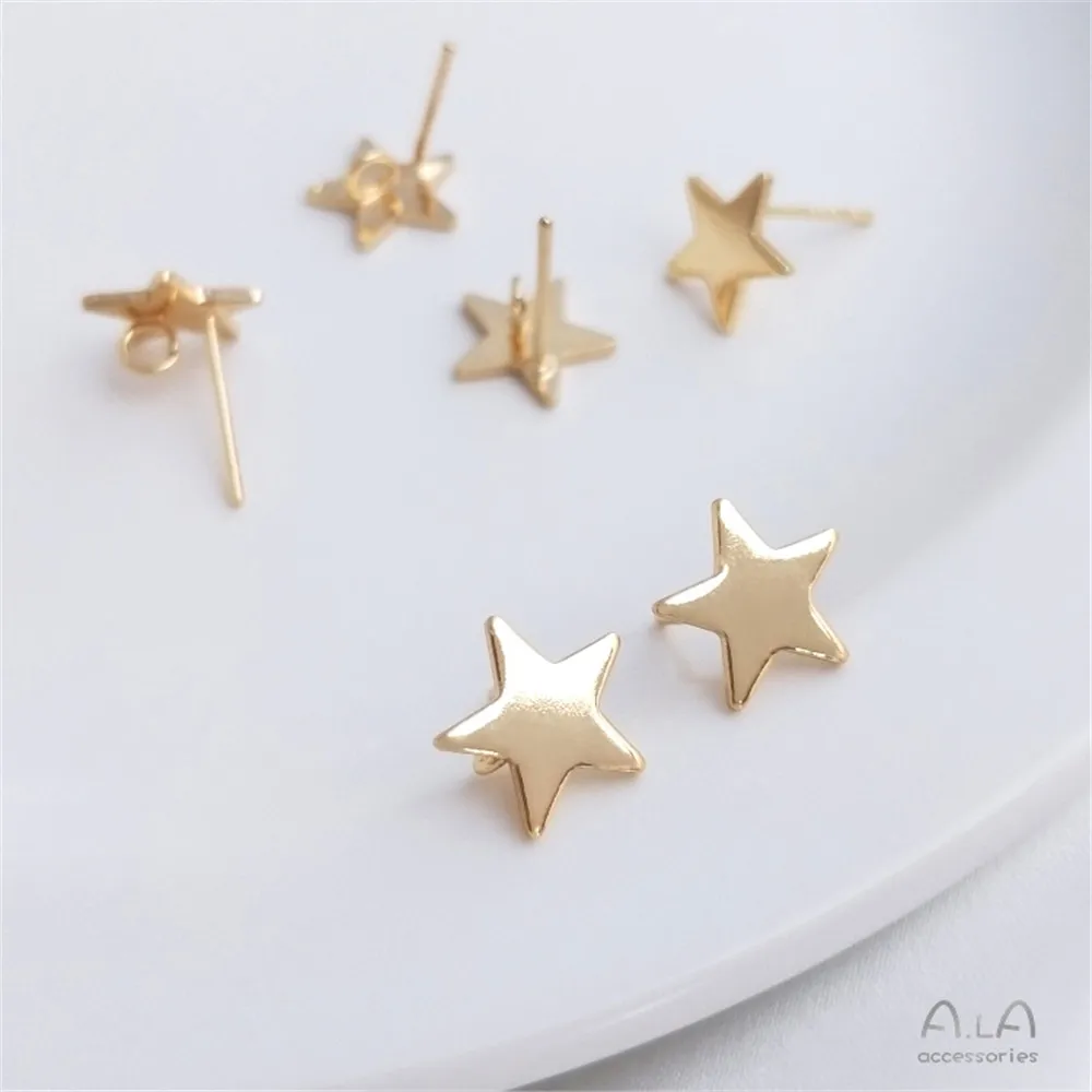 14K Gold Filled Plated Brass 5 - Point Star with Hanging Ring 925 Silver Pin Earrings Handmade DIY Earrings Accessories Material
14K Gold Filled Plated Brass 5 - Point Star with Hanging Ring 925 Silver Pin Earrings Handmade DIY Earrings Accessories Material
