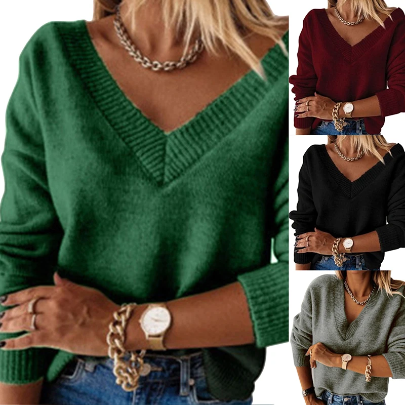 Женский вязаный свитер с длинным рукавом, повседневный Свободный пуловер составного кроя с V-образным вырезом в уличном стиле, весна-осень ... 
Женский вязаный свитер с длинным рукавом, повседневный Свободный пуловер составного кроя с V-образным вырезом в уличном стиле, весна-осень ...