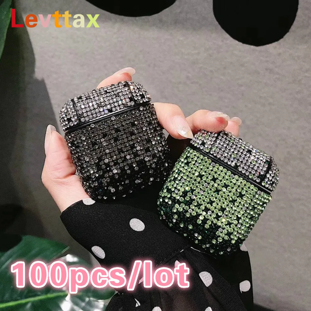 

100pcs/lot Luxury Diamond Shining Bing Wave Point for Airpods 1 2 Case For Apple Airpods Super Protector Cover For Air pods Case