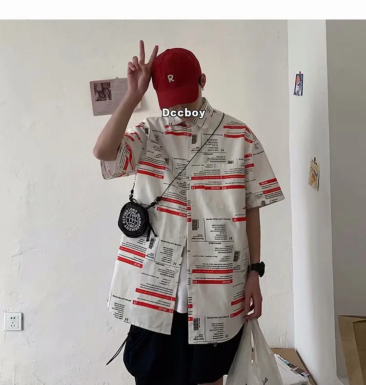 Spring Summer Shirt Mens Streetwear Hiphop Trendy Brand Casual Tops Loose Coat Short Sleeve Shirt Thin Male Clothes
Spring Summer Shirt Mens Streetwear Hiphop Trendy Brand Casual Tops Loose Coat Short Sleeve Shirt Thin Male Clothes