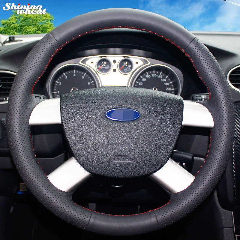 Hand-stitched Black Leather Car Steering Wheel Cover for Ford Kuga 2008-2011 Focus 2
Hand-stitched Black Leather Car Steering Wheel Cover for Ford Kuga 2008-2011 Focus 2