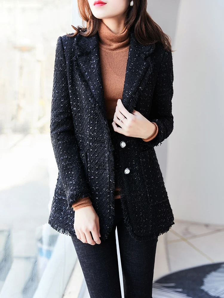 Women Blazer Tweed Blazer Outerwear Female Elegant 2020 Spring Coat New Arrival
Women Blazer Tweed Blazer Outerwear Female Elegant 2020 Spring Coat New Arrival