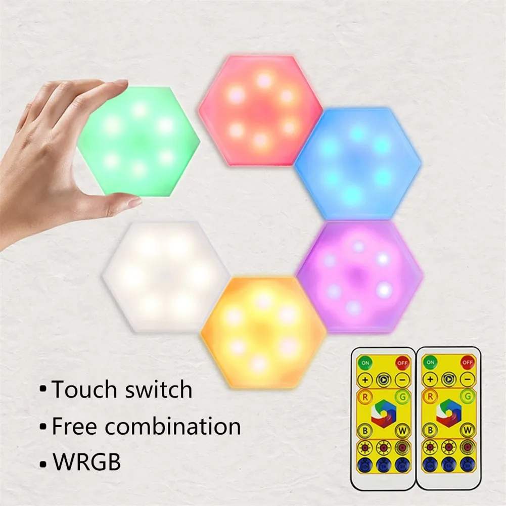 10pc Hexagon DIY RGB Wall Lamp Honeycomb Module Light Remote Control LED Colorful Touch Light Holiday Party Home Decor
10pc Hexagon DIY RGB Wall Lamp Honeycomb Module Light Remote Control LED Colorful Touch Light Holiday Party Home Decor