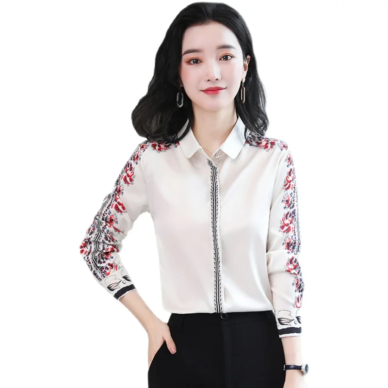 2021 women's spring new high-end satin long-sleeved printed shirt, temperament mulberry silk top, thin shirt JXMYY
2021 women's spring new high-end satin long-sleeved printed shirt, temperament mulberry silk top, thin shirt JXMYY