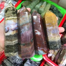 Top Quality Natural Ocean Jasper Small Tower Landscape Stone Sea Jade Mineral Crystal Points Room Decor Accessories For Sale