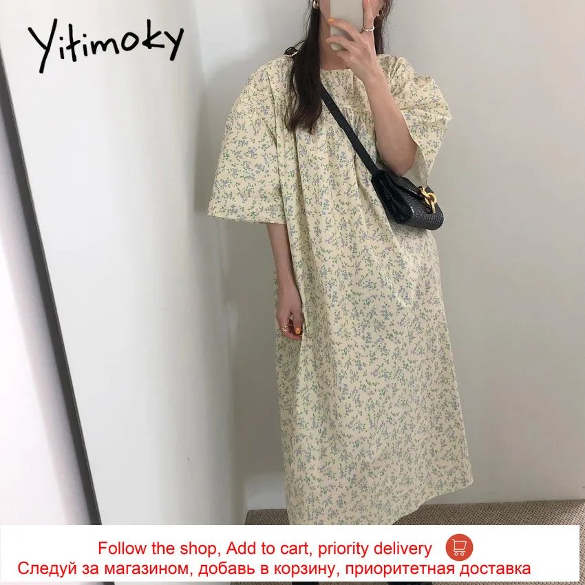 Yitimoky Vintage Woman Dresses Puff Short Sleeve O-Neck Summer Korean New Ruched Floral Print Loose Waist Plus Size Day-dress
Yitimoky Vintage Woman Dresses Puff Short Sleeve O-Neck Summer Korean New Ruched Floral Print Loose Waist Plus Size Day-dress