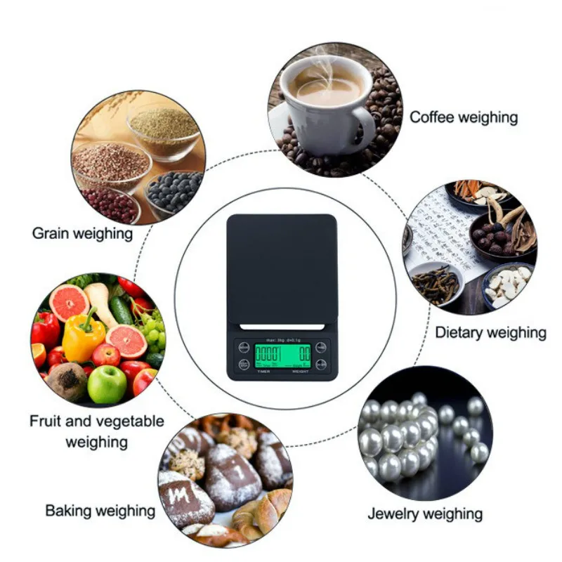 3kg/0.1g 5kg/0.1g Kitchen Scale with Timer Portable Electronic Digital Drip Coffee Scale High Precision LCD Electronic Scales
3kg/0.1g 5kg/0.1g Kitchen Scale with Timer Portable Electronic Digital Drip Coffee Scale High Precision LCD Electronic Scales