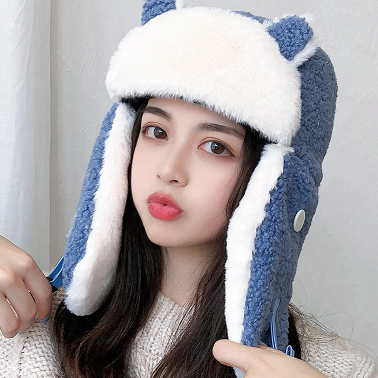 Warm Cap Knitted Hat Women Winter Hat Winter Warm Knitted Faux Lambswool Earflap Windproof Face Cover Hat with Breathing Valve 
Warm Cap Knitted Hat Women Winter Hat Winter Warm Knitted Faux Lambswool Earflap Windproof Face Cover Hat with Breathing Valve