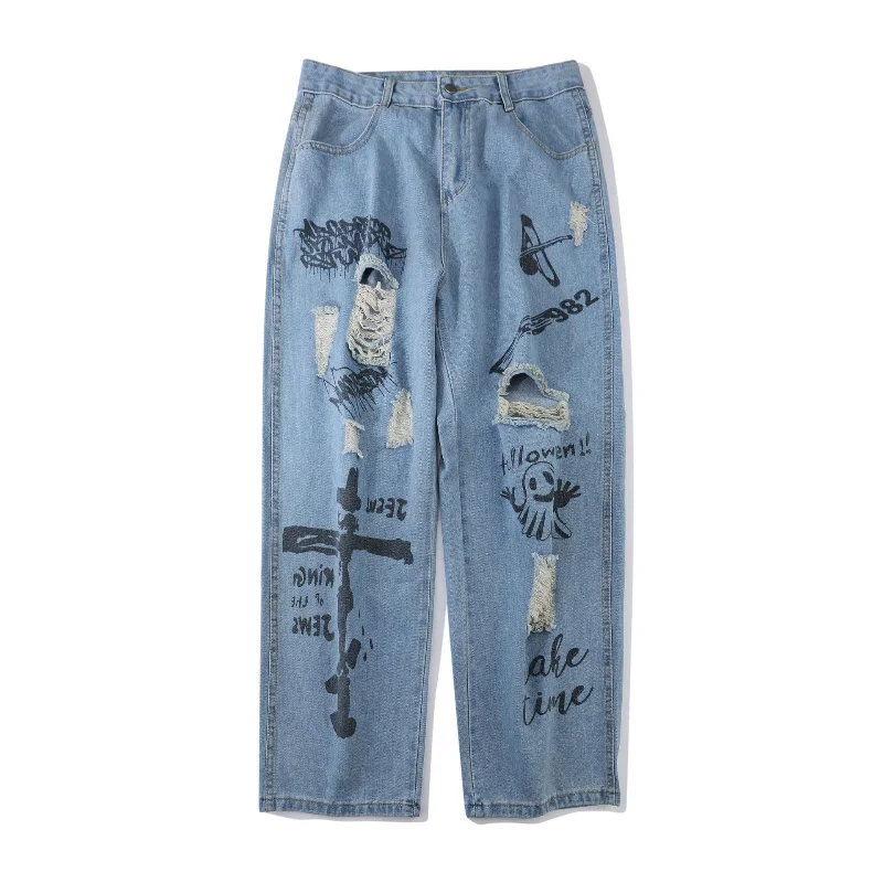 Ripped Men Jeans Vintage Loose Straight Pants Fashion Printed Wide Leg Korean Hip Hop Trousers Streetwear Male Harajuku Clothing
Ripped Men Jeans Vintage Loose Straight Pants Fashion Printed Wide Leg Korean Hip Hop Trousers Streetwear Male Harajuku Clothing