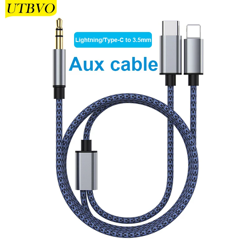 UTBVO 1 2 м Lightning/Type C на 3 5 мм аудио адаптер штекер AUX кабель для наушников