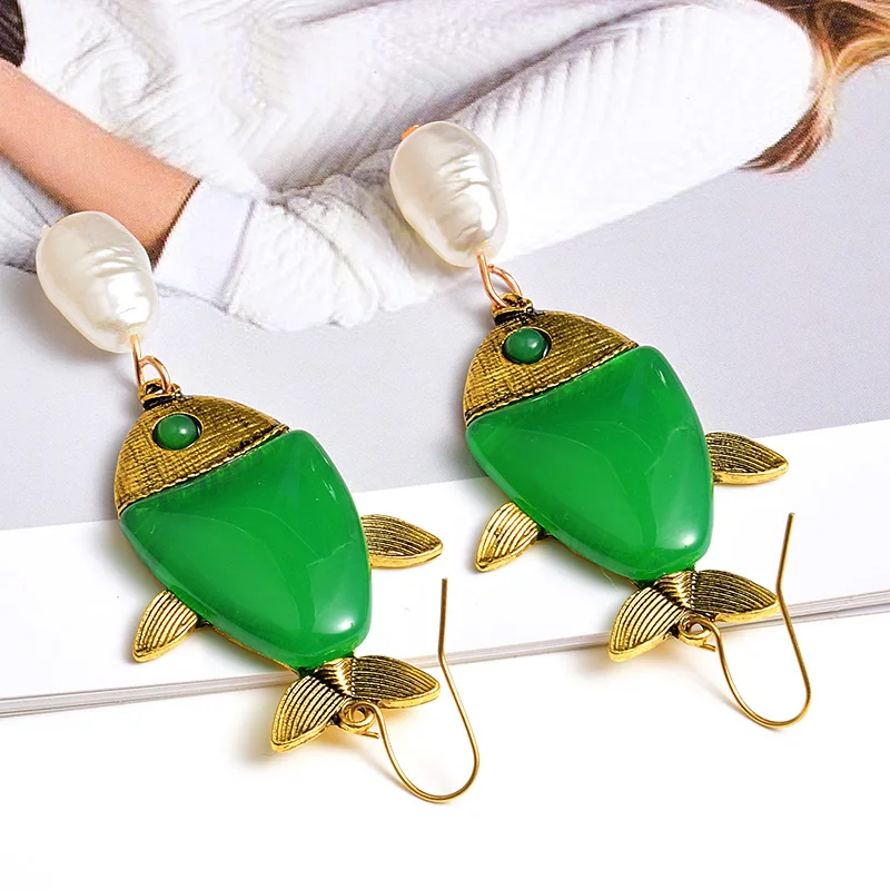New Arrival Fashion Green resin fish Earrings High-Quality Long Drop Earring Wholesale Jewelry Accessories For Women
New Arrival Fashion Green resin fish Earrings High-Quality Long Drop Earring Wholesale Jewelry Accessories For Women