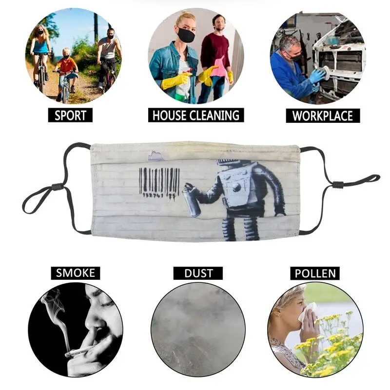 Banksy Robot Graffiti Mask Men Women Anti Haze Dust Mask Comics Protection Cover Respirator Reusable Mouth Muffle
Banksy Robot Graffiti Mask Men Women Anti Haze Dust Mask Comics Protection Cover Respirator Reusable Mouth Muffle