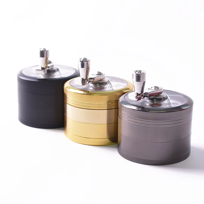 Portable Four-layer Metal Hand-crank Grinder 63mm Zinc alloy Handle Grinder Tobacco Shredder cigarette tool
Portable Four-layer Metal Hand-crank Grinder 63mm Zinc alloy Handle Grinder Tobacco Shredder cigarette tool