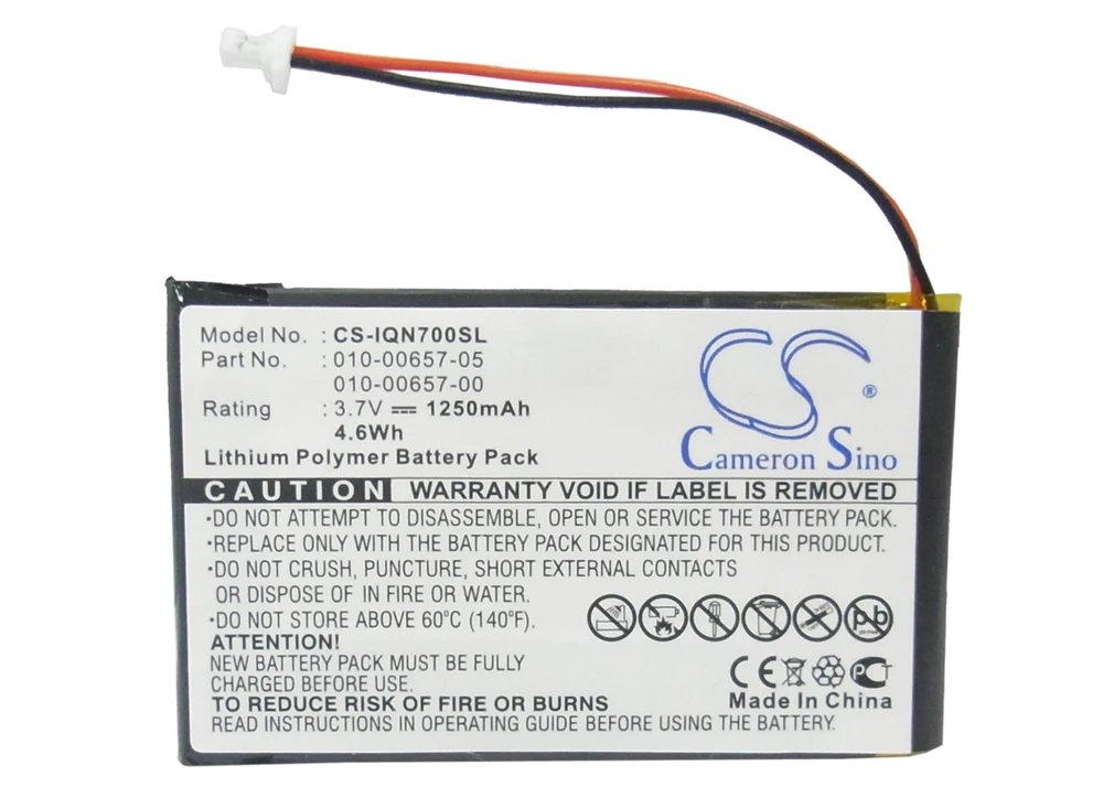 Cameron Sino 1250mAh Battery for Garmin Nuvi 700 ( 2 wires ),010-00657-00, 010-00657-05, 010-00657-10
Cameron Sino 1250mAh Battery for Garmin Nuvi 700 ( 2 wires ),010-00657-00, 010-00657-05, 010-00657-10
