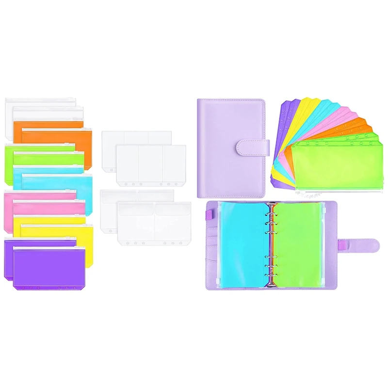 18 Pieces A6 Size 6 Holes Binder Pocket PVC Loose Leaf Bags with A6 Notebook Binder Cover Planner Journal Binder
18 Pieces A6 Size 6 Holes Binder Pocket PVC Loose Leaf Bags with A6 Notebook Binder Cover Planner Journal Binder