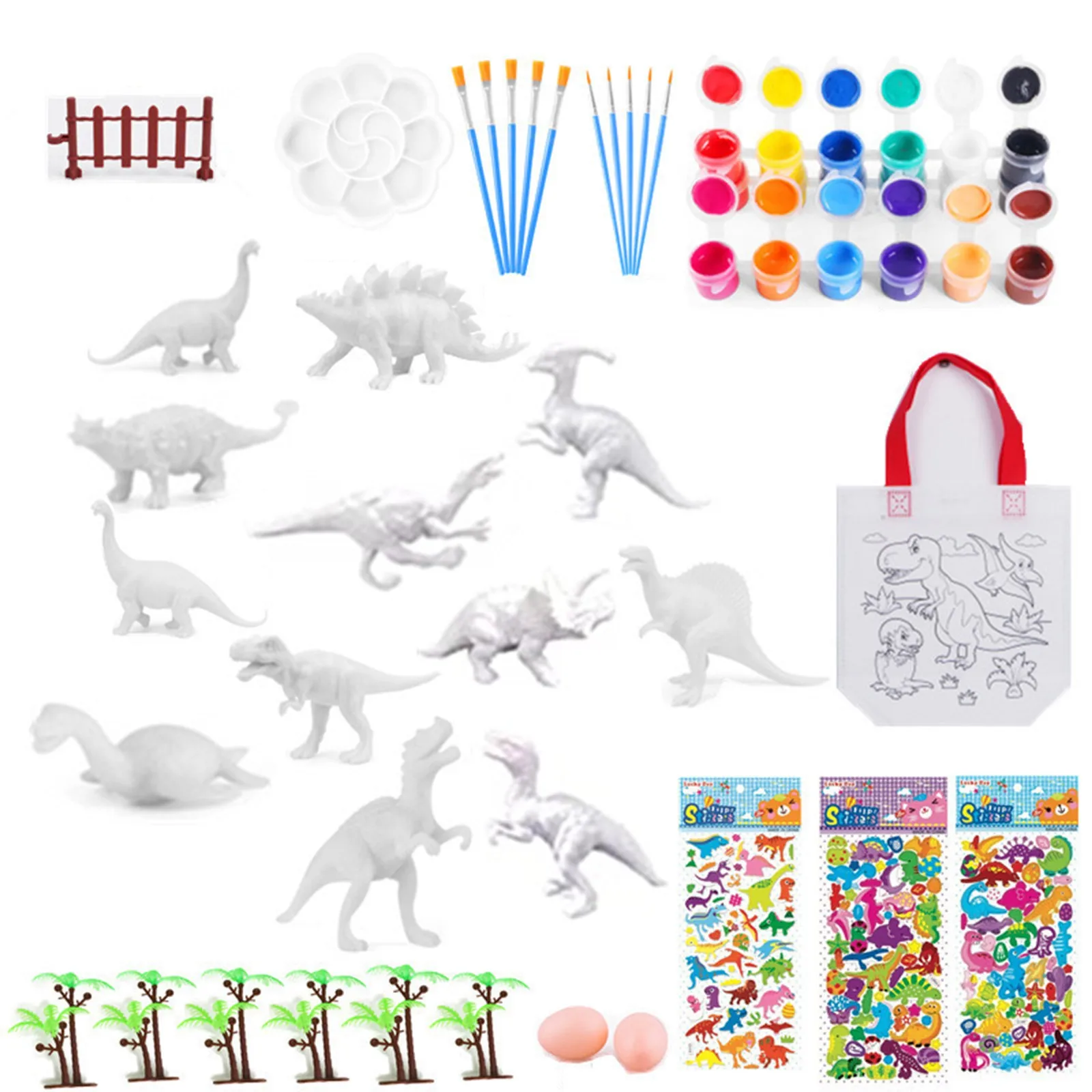 55PCs Dinosaur Patterns Paint Brushes Trees Colorful Plastic Decorated Children's Toys 2021 Children's DIY Eeducational Toy Set
55PCs Dinosaur Patterns Paint Brushes Trees Colorful Plastic Decorated Children's Toys 2021 Children's DIY Eeducational Toy Set