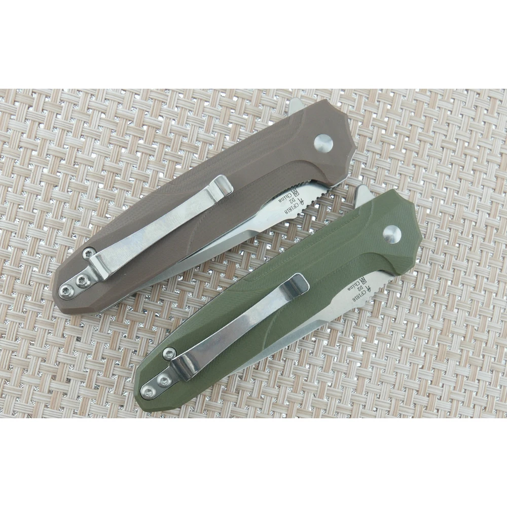 CF1818 Flip Folding Knife D2 Blade G10 Handle Ball bearing Outdoor Edc Tools Pocket Knives Camping Hunting Survival
CF1818 Flip Folding Knife D2 Blade G10 Handle Ball bearing Outdoor Edc Tools Pocket Knives Camping Hunting Survival