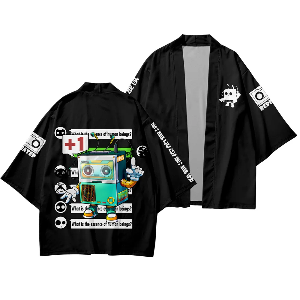 Men and women Japanese fashion trend kimono cardigan tape recorder pattern shirt Japanese summer kimono nine-point pants suit 
Men and women Japanese fashion trend kimono cardigan tape recorder pattern shirt Japanese summer kimono nine-point pants suit