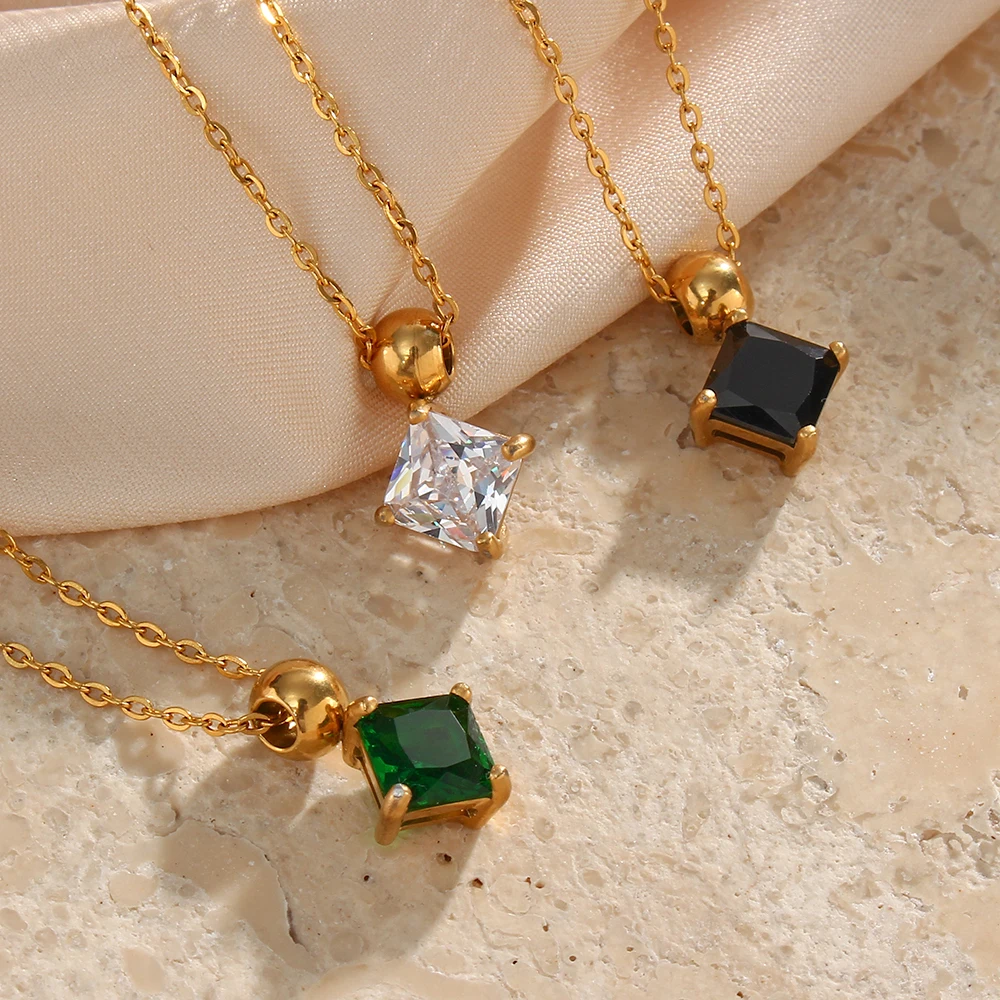 2021 New Stainless Steel Non Tarnished 18K Gold Plated Jewelry Square Circle CZ Pendant Necklace For Women Wedding Jewelry
2021 New Stainless Steel Non Tarnished 18K Gold Plated Jewelry Square Circle CZ Pendant Necklace For Women Wedding Jewelry