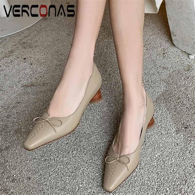 VERCONAS Spring Genuine Leather Women Pumps New Arrival Butterfly-Knot Shallow High Heels Shoes Woman Fashion Concise Casual
VERCONAS Spring Genuine Leather Women Pumps New Arrival Butterfly-Knot Shallow High Heels Shoes Woman Fashion Concise Casual