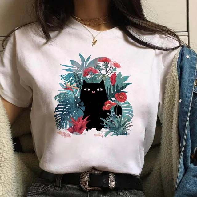 Summer Flower and Cat Print T-shirt New Women T Shirt Harajuku Cartoon Tee Shirts Female Short Sleeve Tops Summer Woman T-shirt
Summer Flower and Cat Print T-shirt New Women T Shirt Harajuku Cartoon Tee Shirts Female Short Sleeve Tops Summer Woman T-shirt