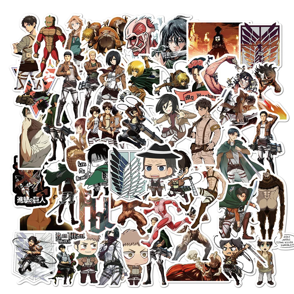 50 pcs attack on titan stickers anime sticker for laptop water cup PVC waterproof Guitar Fridge Not repeating stickers
50 pcs attack on titan stickers anime sticker for laptop water cup PVC waterproof Guitar Fridge Not repeating stickers