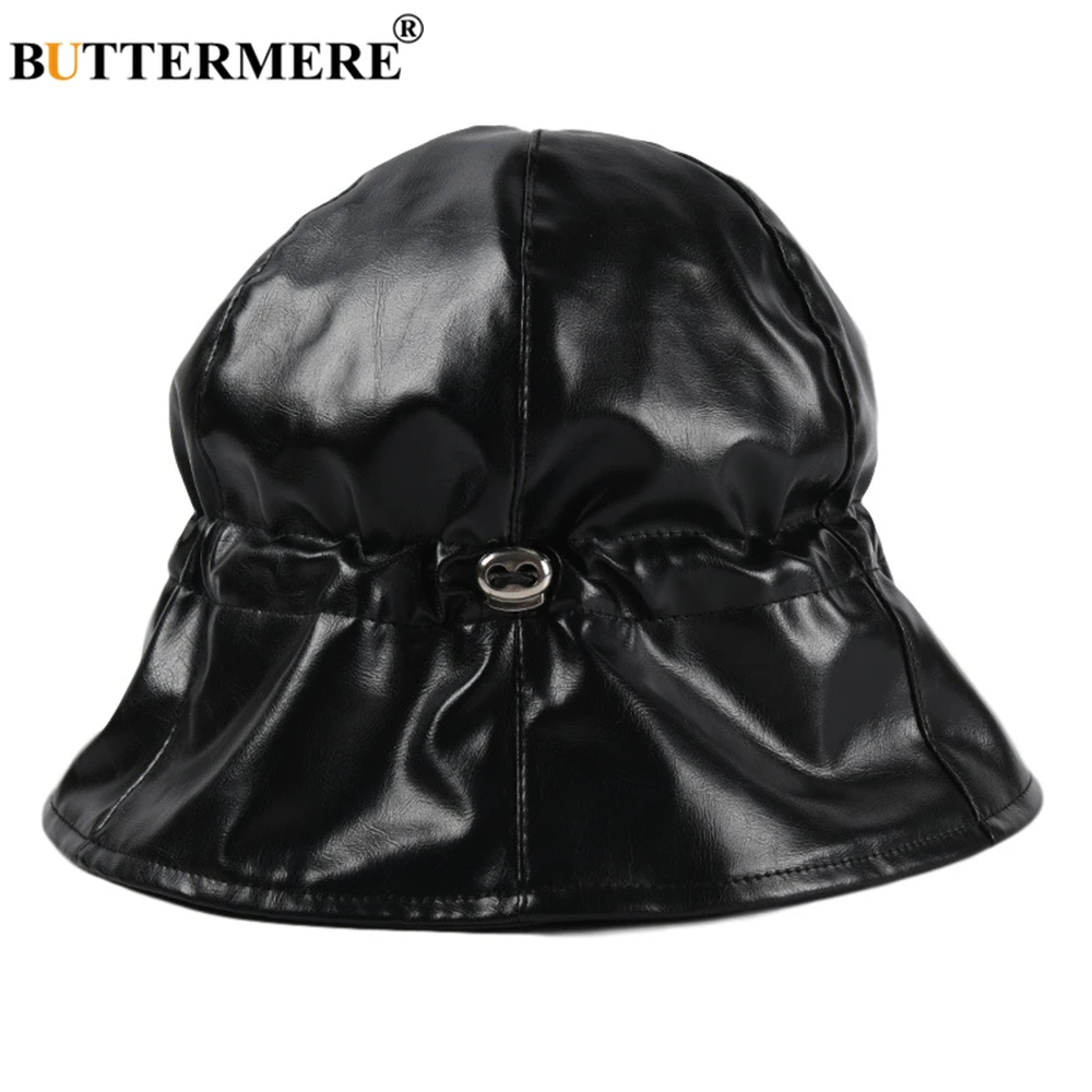 BUTTERMERE Black Bucket Hat Women Designer Pu Leather Autumn Winter Wide Brim Drawstring Brand Casual Ladies Hats 
BUTTERMERE Black Bucket Hat Women Designer Pu Leather Autumn Winter Wide Brim Drawstring Brand Casual Ladies Hats