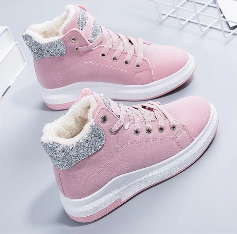 Women Sneakers Fur Warm Women Casual Shoes Pink Black Fashion Korean Women Shoes Winter High Top Women's Platform Sneakers Plush
Women Sneakers Fur Warm Women Casual Shoes Pink Black Fashion Korean Women Shoes Winter High Top Women's Platform Sneakers Plush