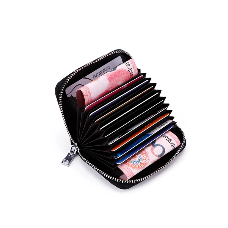 Women Purse Wallet Genuine Leather Wallets Female Safety Anti Theft Purses Short ID Card Holders Carteras leather Solid Black | Багаж и