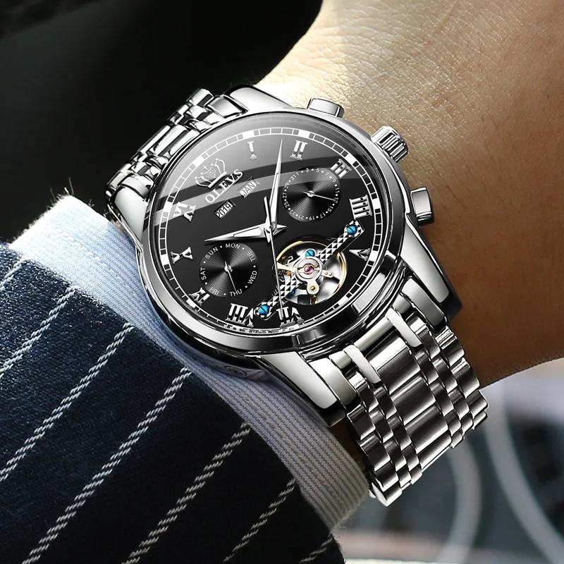 OLEVS Fashion Mens Mechanical Automatic Watches Top Brand Luxury Watch Men Casual Steel Waterproof Watches 6607
OLEVS Fashion Mens Mechanical Automatic Watches Top Brand Luxury Watch Men Casual Steel Waterproof Watches 6607