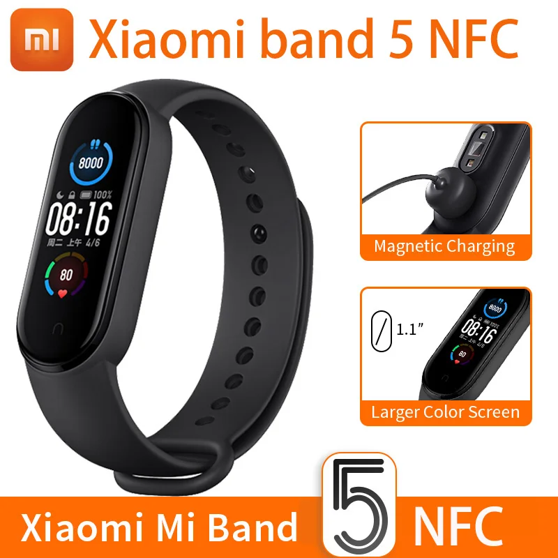 Xiaomi Mi Band 5 NFC Smart Bracelet 1:1 large AMOLED Screen Heart Rate Fitness Traker Bluetooth 5.0 Sport Waterproof band 5
Xiaomi Mi Band 5 NFC Smart Bracelet 1:1 large AMOLED Screen Heart Rate Fitness Traker Bluetooth 5.0 Sport Waterproof band 5