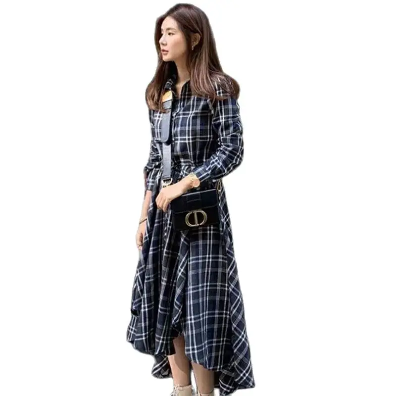 Korean French Niche Spring Autumn Dress Ladies Retro Temperament High Waist Mid-Length Plaid Long-Sleeved Shirt Dress Women E496
Korean French Niche Spring Autumn Dress Ladies Retro Temperament High Waist Mid-Length Plaid Long-Sleeved Shirt Dress Women E496