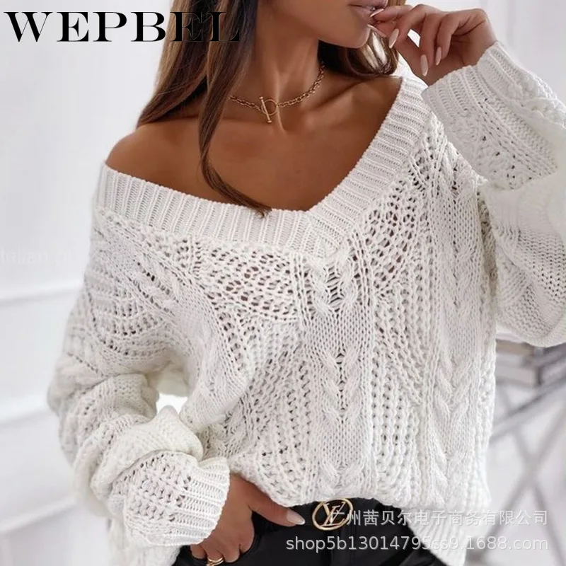 WEPBEL Women Casual Autumn Winter Loose Hollow Out Pullover Sweater Top Ladies Long Sleeve V Neck Knitwear
WEPBEL Women Casual Autumn Winter Loose Hollow Out Pullover Sweater Top Ladies Long Sleeve V Neck Knitwear