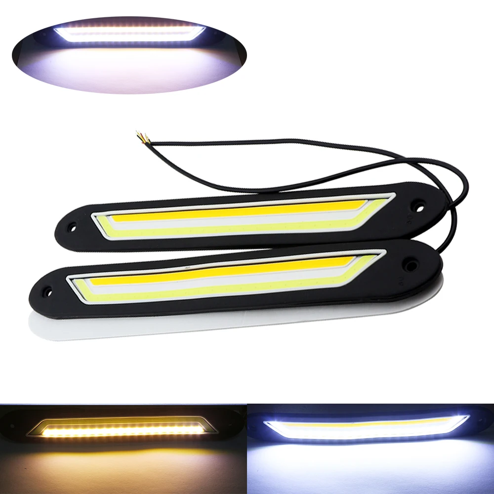 COB LED Flexible Daytime Running Lights DRL Turn Signal Waterproof White Yellow Dual Color Driving Light Fog Lamp for Car Moto
COB LED Flexible Daytime Running Lights DRL Turn Signal Waterproof White Yellow Dual Color Driving Light Fog Lamp for Car Moto