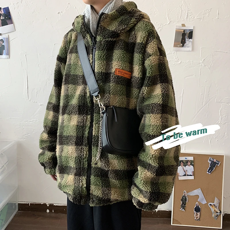 Winter 2020 men's Plaid double side coat with loose cap and warm casual fashion retro jacket size S-2XL
Winter 2020 men's Plaid double side coat with loose cap and warm casual fashion retro jacket size S-2XL