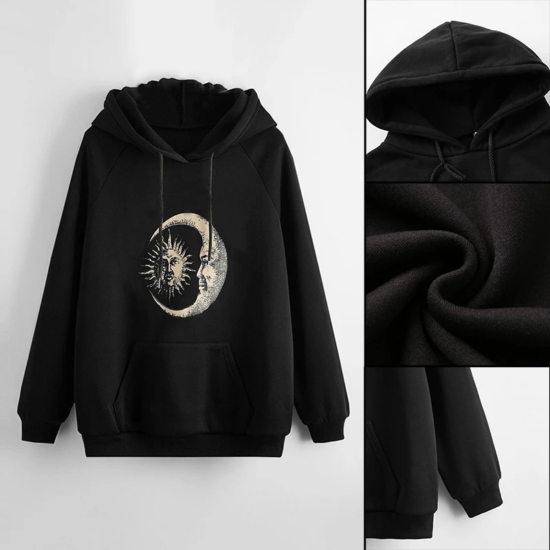 Women's Oversize Sweatshirt Sun Moon Printed with Pockets Long Sleeved Loose Casual Sweatshirt for Autumn Winter LXH
Women's Oversize Sweatshirt Sun Moon Printed with Pockets Long Sleeved Loose Casual Sweatshirt for Autumn Winter LXH