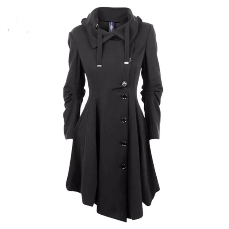 Fall/winter women's clothing new style European and American fashion asymmetric button slim hooded woolen coat
Fall/winter women's clothing new style European and American fashion asymmetric button slim hooded woolen coat