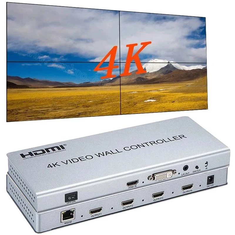 

2x2 Video wall controller 1 HDMI/DVI Input 4 HDMI Output 4K TV Processor Images Stitching Video Wall Processor