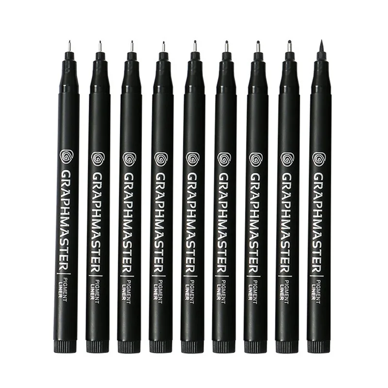 9Pcs/Set Black Pigment Liner Neelde Water-proof Drawing Pen Pigma Micron Sunproof Marker Pen For Sketching Hook Art Pen
9Pcs/Set Black Pigment Liner Neelde Water-proof Drawing Pen Pigma Micron Sunproof Marker Pen For Sketching Hook Art Pen