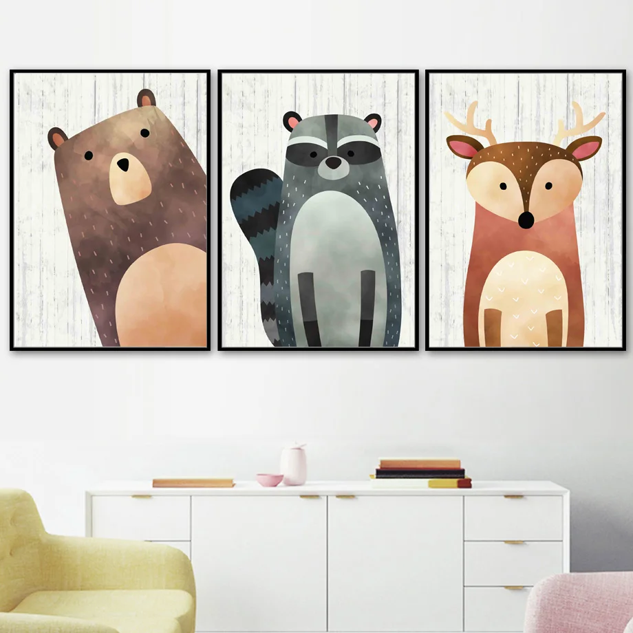 Bear Raccoon Deer Jungle Animal Wall Art Canvas Painting Nordic Posters And Prints Wall Pictures For Living Room nursery Decor
Bear Raccoon Deer Jungle Animal Wall Art Canvas Painting Nordic Posters And Prints Wall Pictures For Living Room nursery Decor