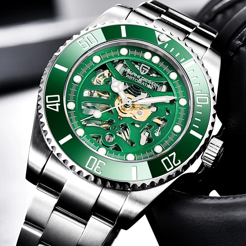 43mm Sea Men Automatic Watch Full Stainless Steel Hollow Mechanical Men Watch 100% Sapphire Green Ceramic Bezel Watch A620
43mm Sea Men Automatic Watch Full Stainless Steel Hollow Mechanical Men Watch 100% Sapphire Green Ceramic Bezel Watch A620