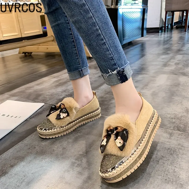 Plus Velvet Women's Single Shoes Casual Fashion Rhinestone Personalized Applique Bow Decoration All-match Platform Women's Shoes
Plus Velvet Women's Single Shoes Casual Fashion Rhinestone Personalized Applique Bow Decoration All-match Platform Women's Shoes